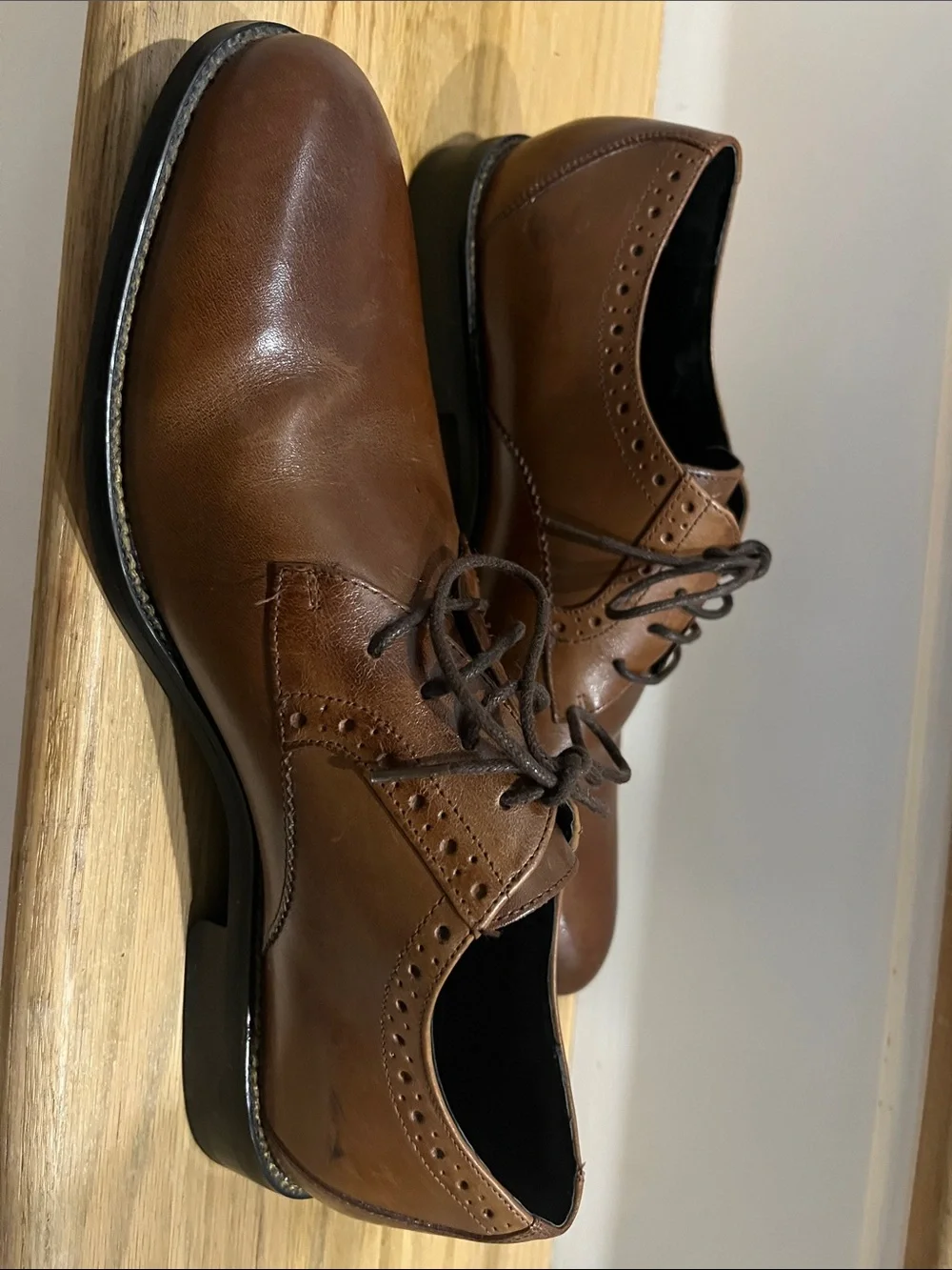 Stacy Adams Brown Leather Lace-Up Oxford Dress Shoes